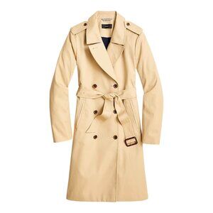 NWT J.Crew Womens Double-Breasted Belted TrenchCoat Beige Cotton Blend Size 14
